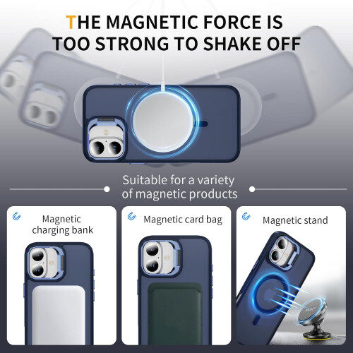 Capa compatível com iPhone 16 Plus com suporte - Resistente a impactos de nível militar, compatível com MagSafe, fina e elegante, forte 2