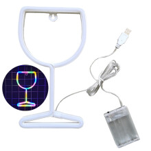 Luz Neon Decorativa Hariumiu em LED, Formato de Taça de Vinho, Alimentação USB/Bateria, Sem Ofuscamento, Economia de Energia.