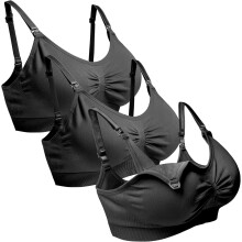 (XL, Black) 3Pcs Maternity Nursing Bra Seamless Breastfeeding Bras for Women