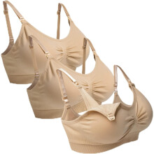 (L, Skin Color) 3Pcs Maternity Nursing Bra Seamless Breastfeeding Bras for Women
