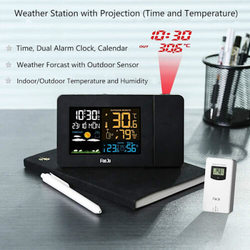 Termometru, higrometru și stație meteo wireless cu proiector 1