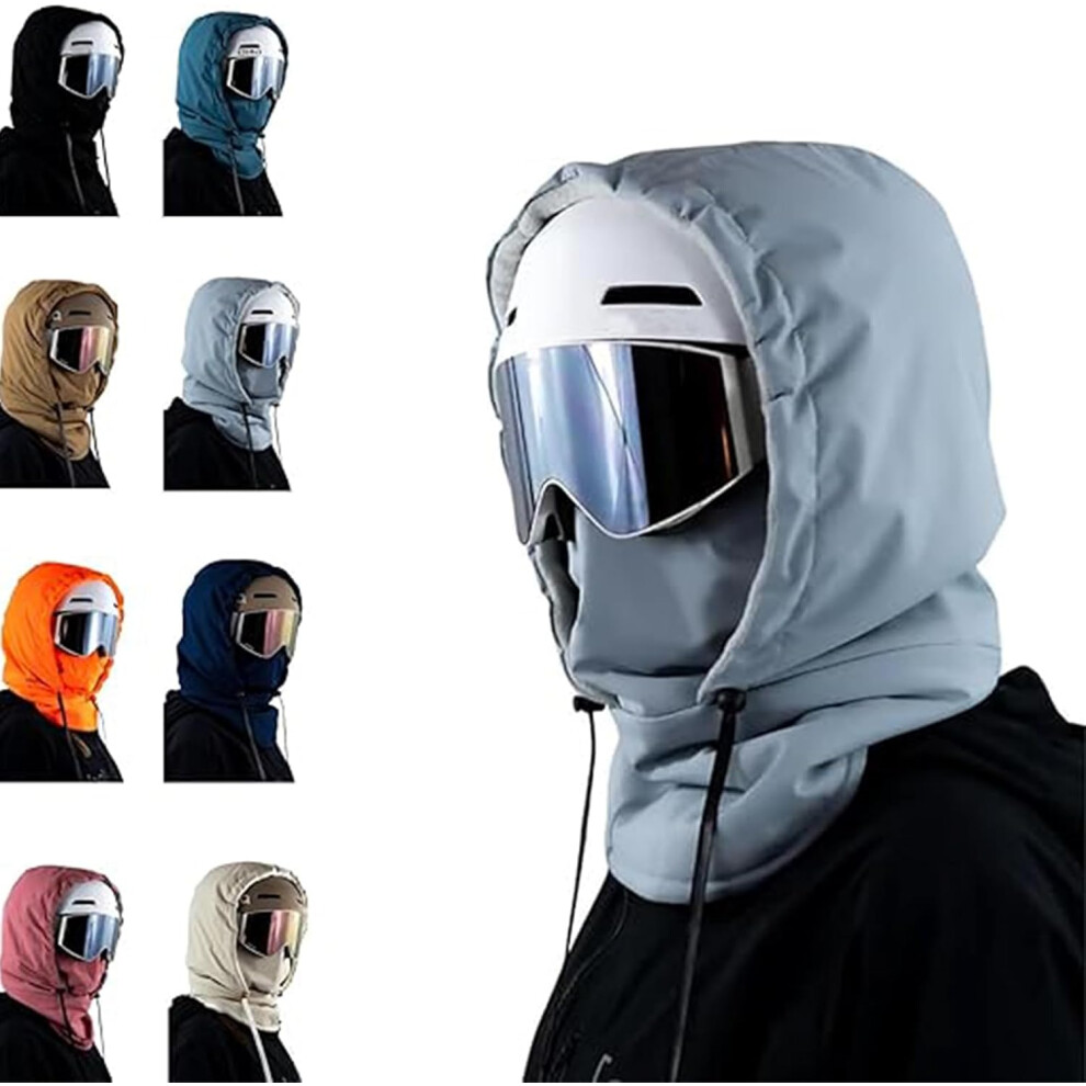(Blue) Waterproof Fleece Lined Hood, Full Cover Balaclava Ski Masks, Hood With/Drawstring For Skiing, Hiking Blue 747887410095