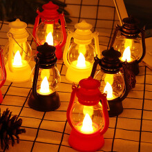Draagbare LED-lantaarn op batterijen met warm licht, waterdicht, retro plastic design (woondecoratie)