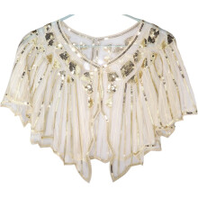 Women 1920s Shawl Sequin Beaded Evening Cape Retro Wraps Scarf Cover Up for Wedding Party Bride Dress
