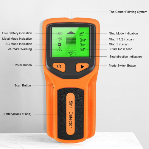 Qenwkxz5in1Stud Finder Sensor Πολυλειτουργικός σαρωτής τοίχου Φορητός ανιχνευτής τοίχου ξύλου 1
