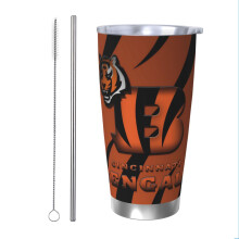 Bengals Football Team 20oz Edelstahl-Thermosbecher mit Deckel und Strohhalm - Kompatibel mit Autobechern, für heiße und kalte Getränke