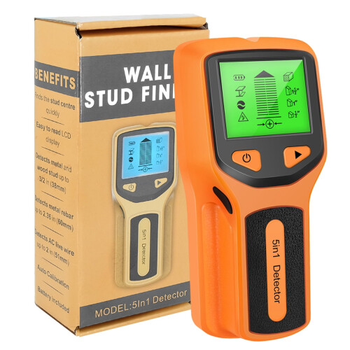 Pluokvzr5in1Studs Finder Ηλεκτρικός σαρωτής τοίχου μεταλλικού ξύλου AC τάσης AC με οθόνη LCD 2