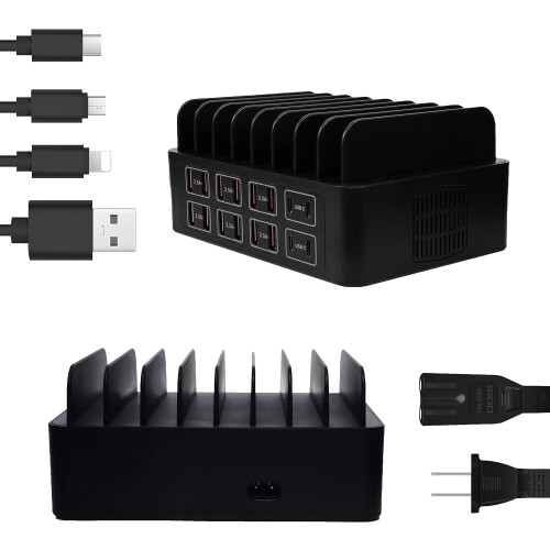 Φορτιστής τοίχου 16 θυρών, φορτιστής 200W (12 θύρες USB + 4 θύρες USB-C), πολλαπλός σταθμός