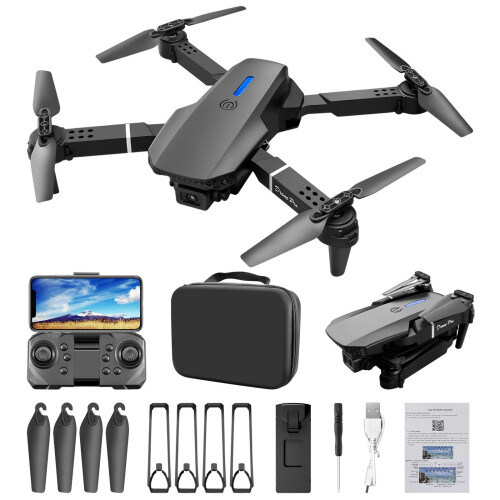 EQWLJWE Πτυσσόμενο Drone με Κάμερα HD 1080P, Διατήρηση Υψομέτρου FPV, Λειτουργία Headless, 2