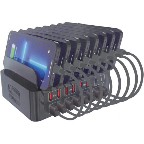 Φορτιστής τοίχου 16 θυρών, φορτιστής 200W (12 θύρες USB + 4 θύρες USB-C), πολλαπλός σταθμός 2