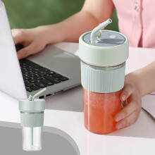 Blender portable à 6 lames, idéal pour les voyages et la maison, facile à nettoyer, pour milkshakes et smoothies, paille incluse – Idée cadeau