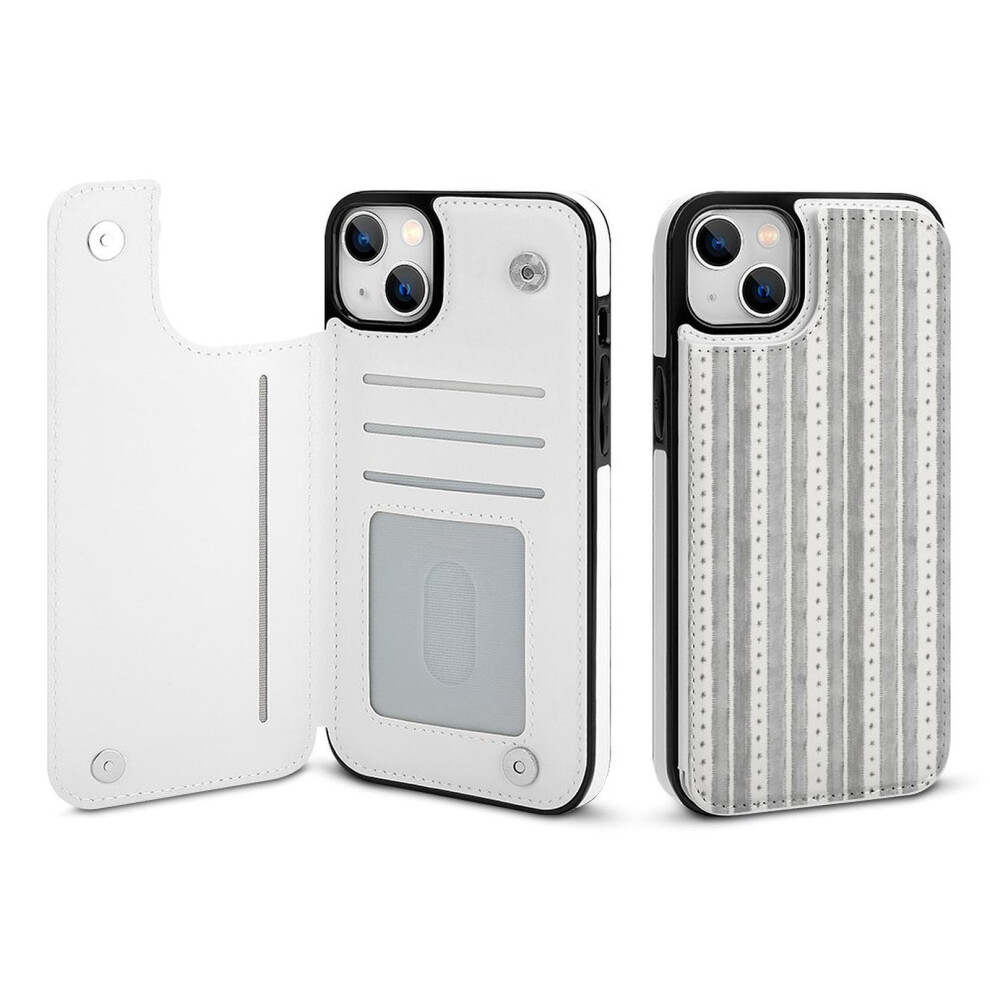 Striped Wallet Case Compatible With Iphone 14 Plus, Flip Folio Pu Leather With Card Holder, Kickstand, Double Magnetic Clasp, Shockproof Cover For 9164030873186