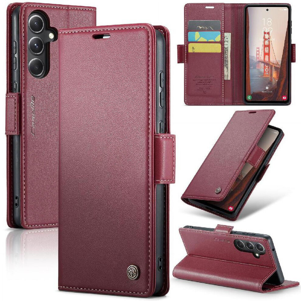 Caseme Case For Compatible With Samsung Galaxy S23 Fe Card Slot Shockproof Case Kickstand Wallet Case Anti Fraud 9164030873391