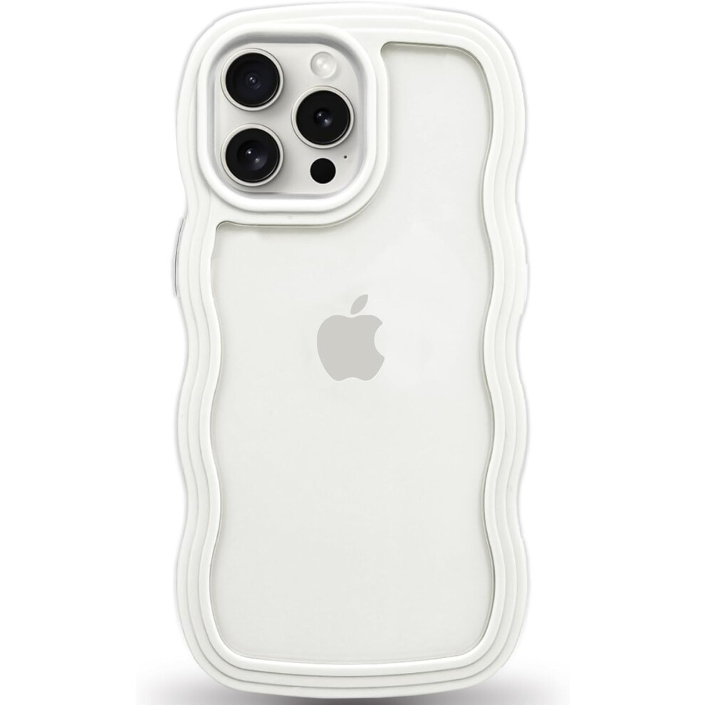 Compatible With Iphone 15 Pro Max Case, Wavy Edge Clear Back, Anti-Slip Grip, Shockproof Soft Tpu & Hard Bumper, Cute Wave Frame, Protective Cover 9164030873230
