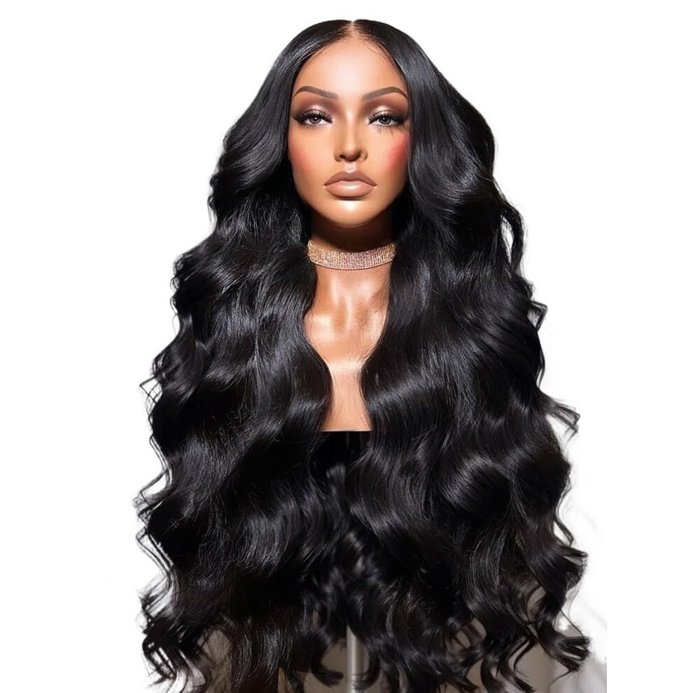13x6 HD Lace Frontal Wig 250 Density 28 Inch Brazilian Human Hair Body Wave Natural Hairline