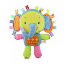 Baby Tags Stuffed Animal Soft Toy Cute Elephant Plush Toy Built-in Rattle Toy for Newborn Toddler Infant
