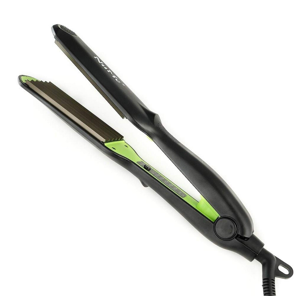 2 in 1 Hair Straightener and Curler with Dual Styling Mode, Compact Ceramic Curling Iron Green