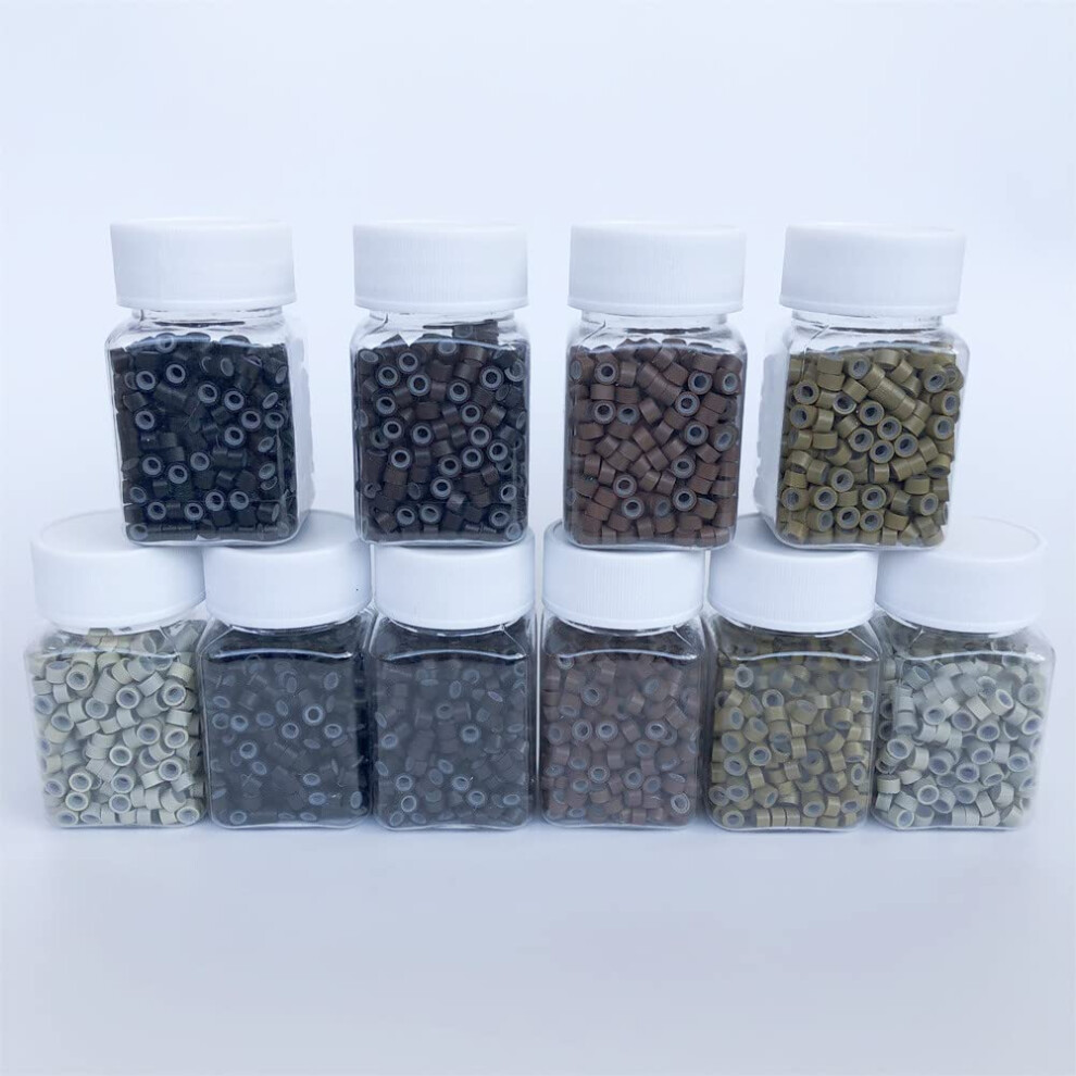 Unisex Micro Link Hair Extension Beads 5000Pcs Silicone Lined Aluminium Rings For I Tip Extensions 5 Colors