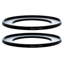 2X Metal 55mm-77mm Camera Step Up Filter Ring Adapter 55-77