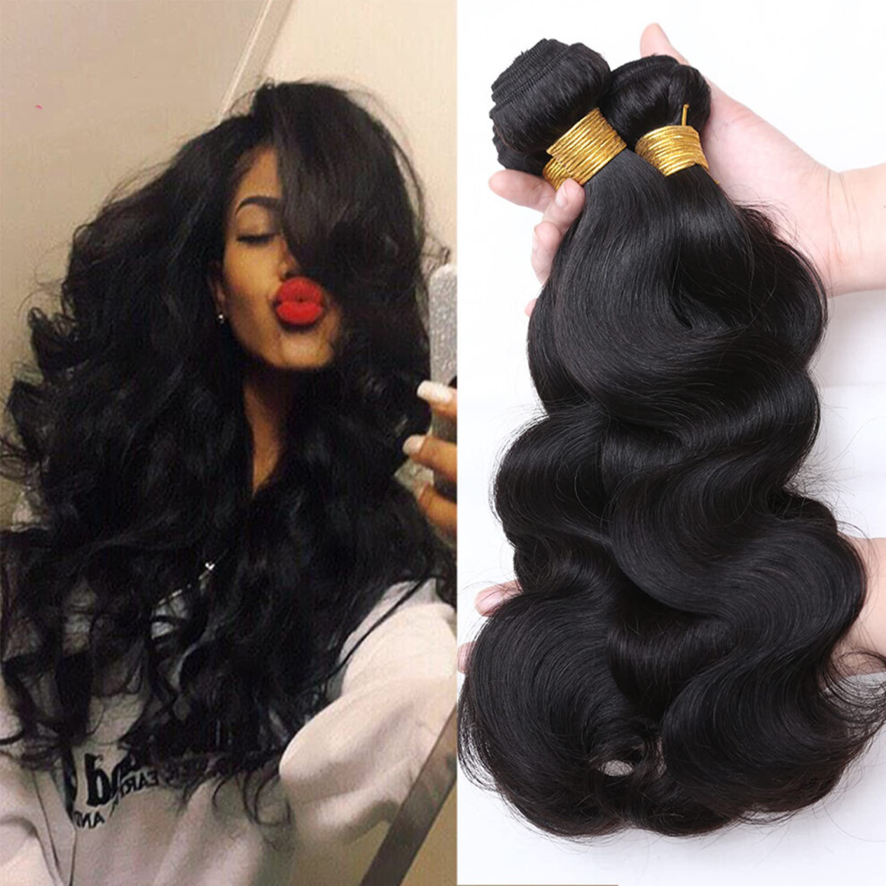 Unisex Black Brazilian Virgin Hair Body Wave 3 Bundles 9A Grade Unprocessed Human Hair Extensions Natural