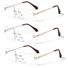 3 Paar moderne rechteckige Vollrand-Lesebrillen für Herren – Stilvolle Lesebrille mit klaren Gläsern