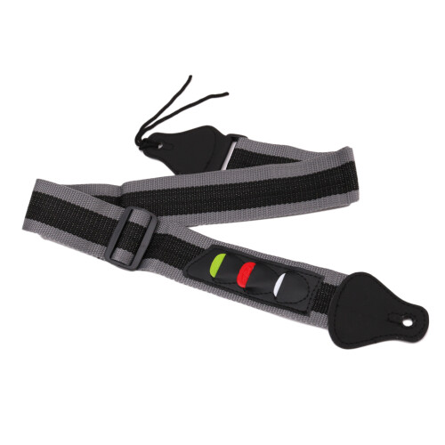 3Pièces Guitare Noire En Nylon Durable Avec Support Médiators