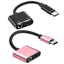 2pcs 2 In1 Type-C to 3.5mm Headphone Jack Adaptor/Connector Charger -