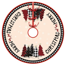 Christmas Tree Skirt, Black White Buffalo Plaid with Snowflake, Rustic Xmas Mat for Holiday Decor, Indoor Outdoor, compatible with standard trees