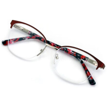 Premium dames leesbril met rond halfmontuur - heldere glazen, metalen montuur, inclusief etui