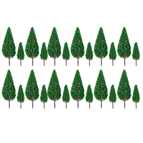 24 Pcs Plastic Pine Tree Model For Garden Landscape Green 6.5Cm 11Cm