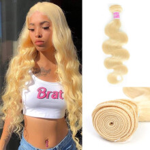 Brazilian Hair Weave 18 Inch 613 Blonde Body Wave Human Hair Extensions Seamless Natural Blend