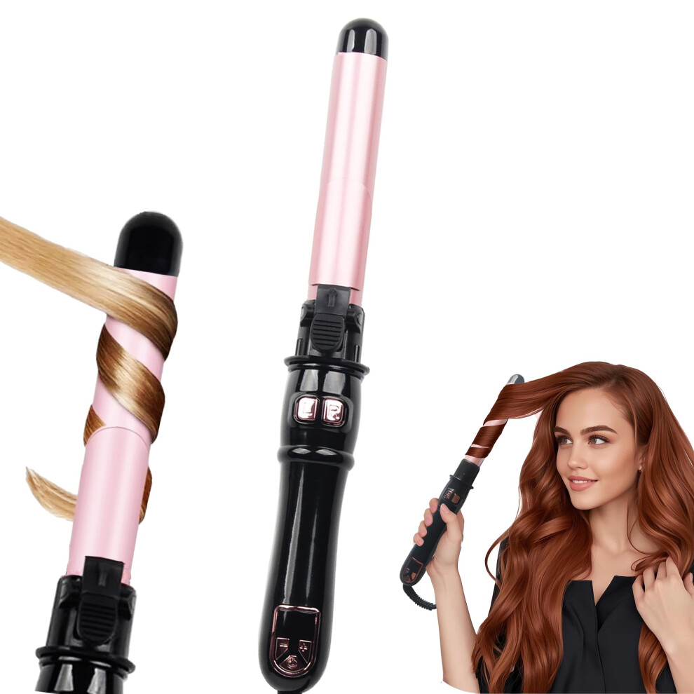 Pink Curling Wand With 360 Airflow, 1 Inch Barrel For All Hair Lengths, Dual Voltage, Auto Shut Off,
