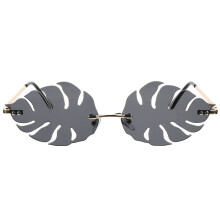 2pcs Chic Leaf Shape Sunglasses Lightweight Street Glasses Men Rimless Sunglasses Props Fashion Decor