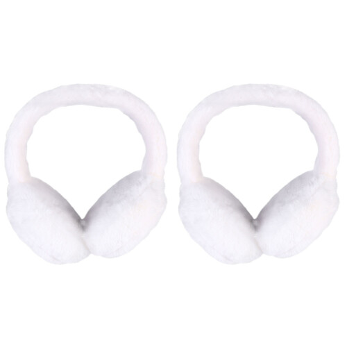 2Pcs Cozy White Earmuffs Warm Plush Ear Covers Creative Winter Gift 1