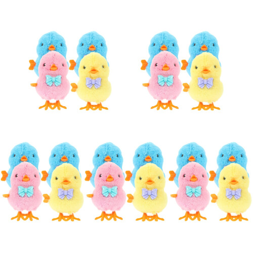 20 Pcs Jumping Chick Wind Up Plush Chicken Toys 2