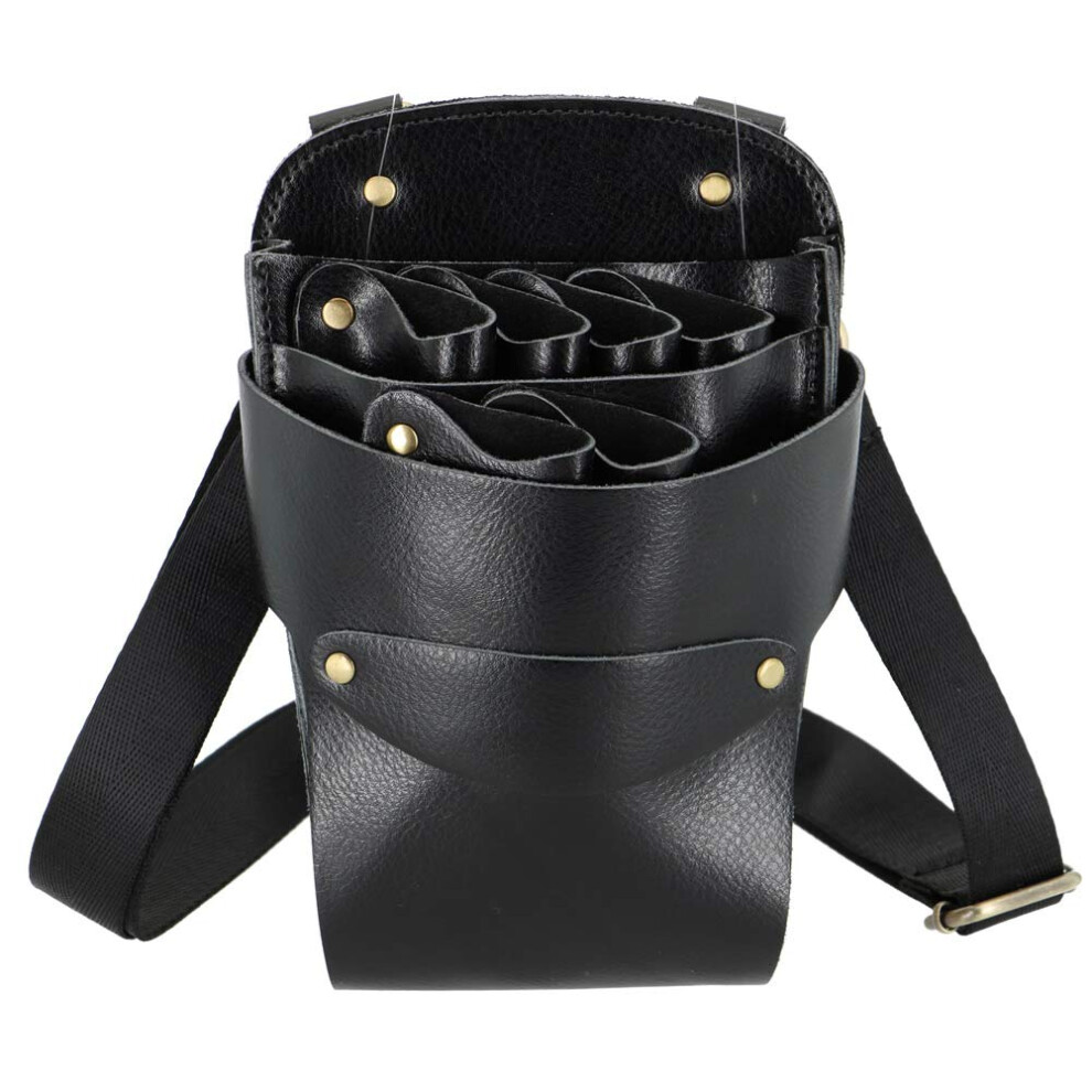 Leather Barber Scissor Holster With Belt, Multipocket Hairdresser Waist Tool Pouch Cowhide 9450606479075