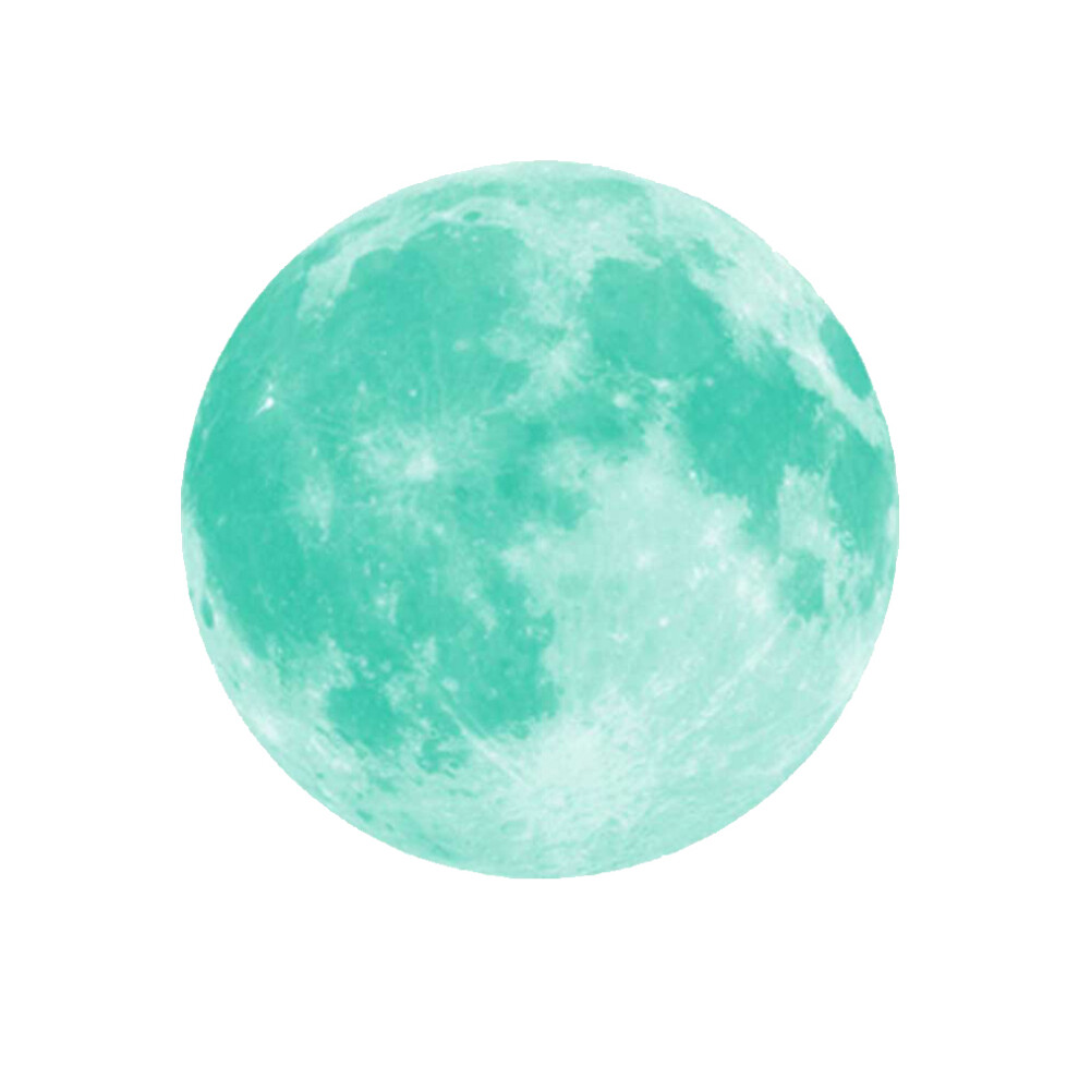 3Pcs Luminous Moon Wall Stickers Glow In The Round Decals Blue/Dark Ohphcall