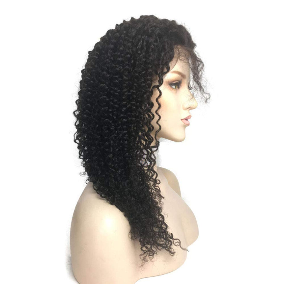 Unisex Hd Lace Front Kinky Curly Human Hair Wig 13X4 Pre Plucked Malaysian Natural Hairline 14 Inch
