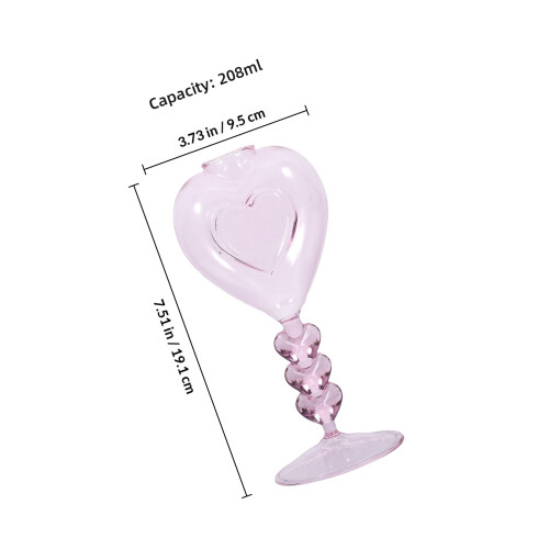 1 Set Hartvormig Cocktailglas met Rietje 1