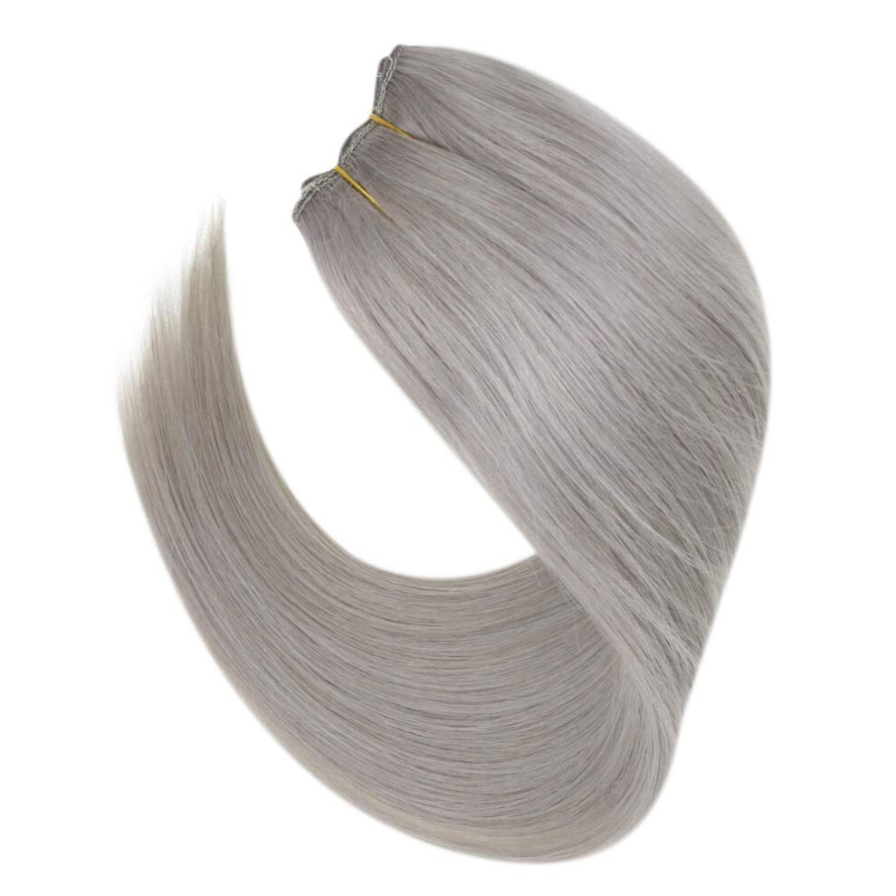 Unisex Silver 14 Inch Remy Halo Human Hair Extensions Invisible Crown For Women Seamless Blend 50G