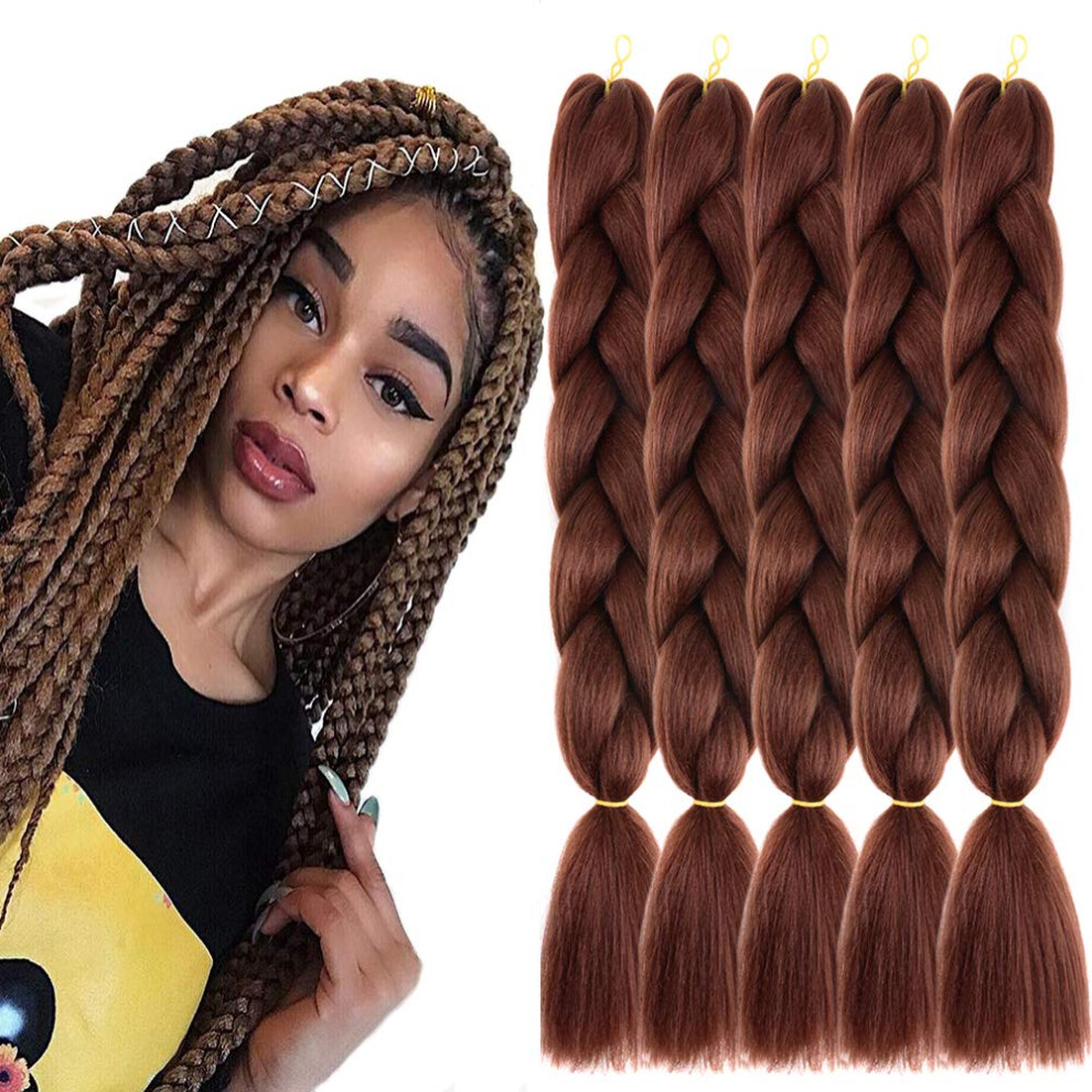 Unisex Jumbo Braiding Hair Extensions 5 Bundles 24 Inch Ombre Yaki Texture Synthetic For Box Braids
