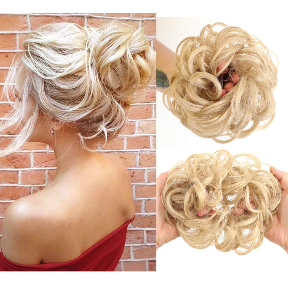 3Pcs Hair Bun Extension Heat Friendly Synthetic Chignon Blonde Donut Bun Natural Volume Boost