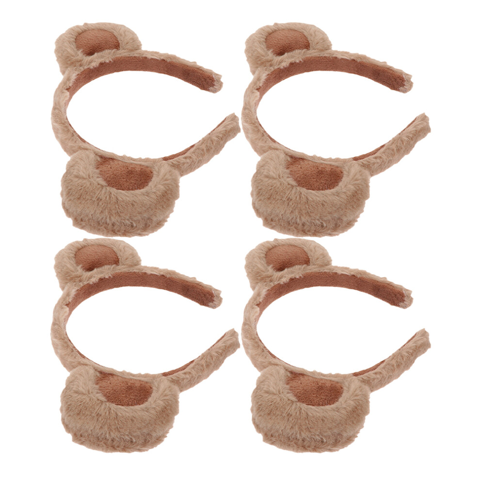 Aboofan Unisex Brown 12Pcs Bear Ear Headbands Cute Fabric Hair Accessories For Girls