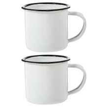 10Pcs Durable Enamel Iron Mugs White Retro Coffee Cups for Home Use