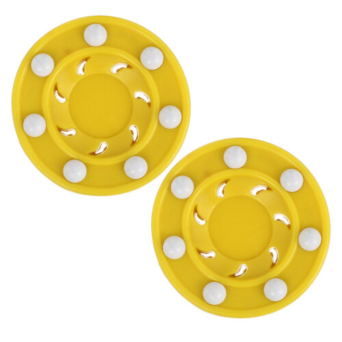 10Pcs Yellow Hockey Pucks PP Plastic for Roller Skating Training 1