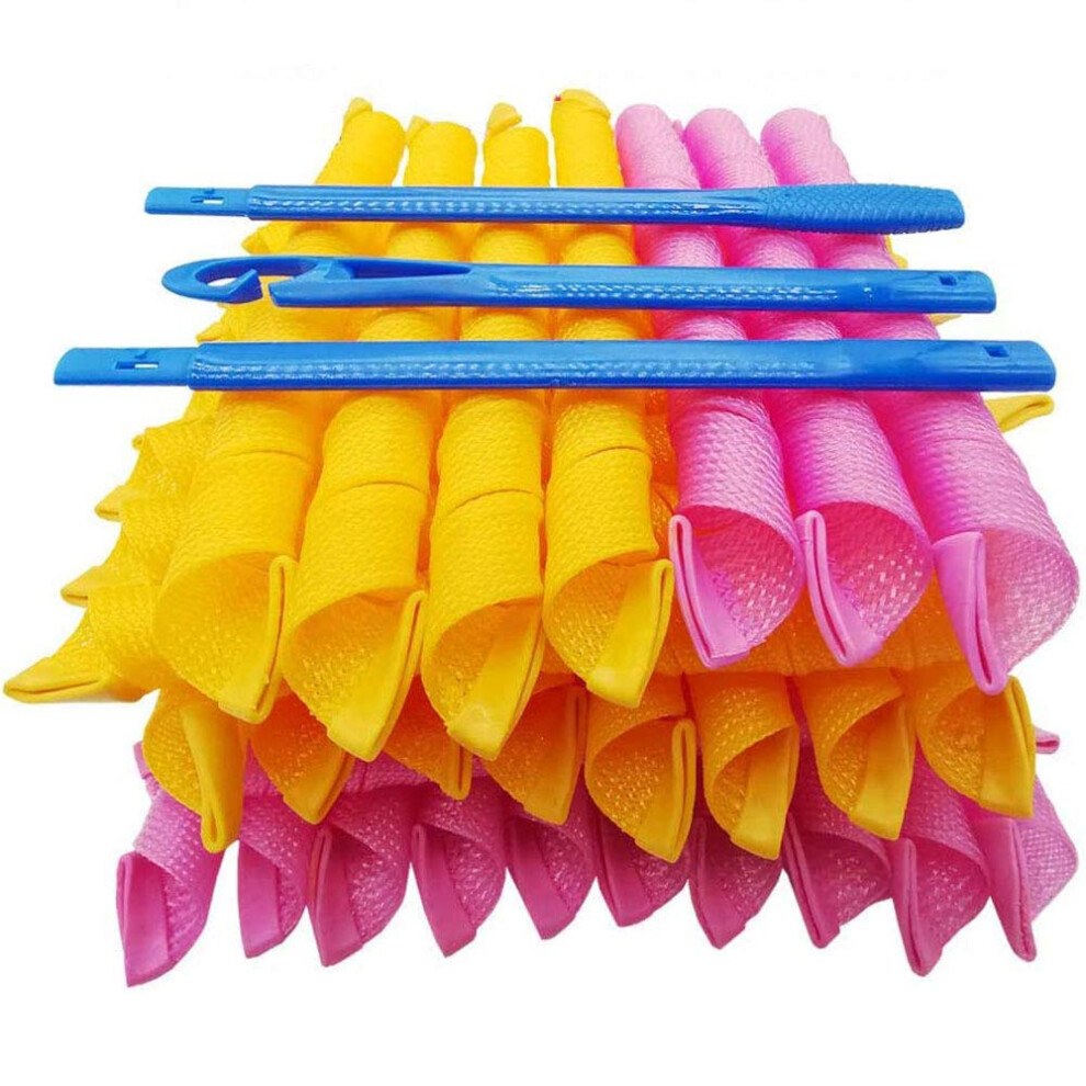 43 Pack Heatless Hair Curlers Kit Extra Long Spiral No Heat Rods for Overnight Waves