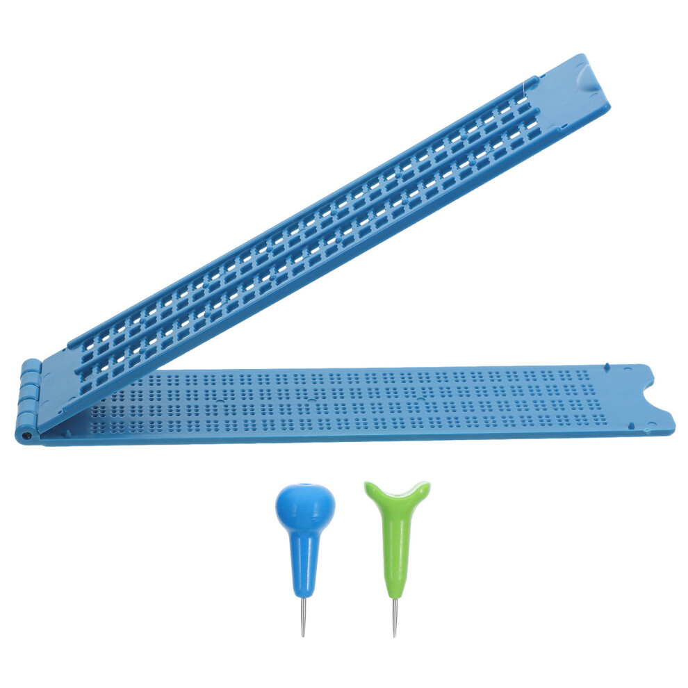 Happyyami Blue Braille Slate And Stylus Kit Plastic Writing Tool For Learning