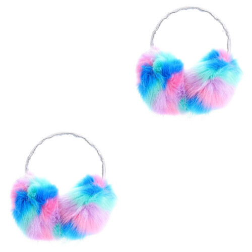 2 Pcs Plush Warm Earmuffs Warmer Protection Women'S 1