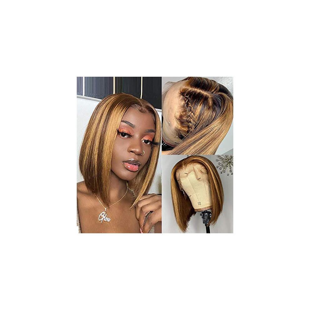 Unisex Ombre Brazilian Human Hair Lace Front Wig 13X4 Pre Plucked With Baby Hair 150% Density 10In