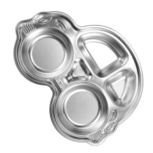 3Pièces Plateau Repas Enfants Acier Cartoon Argent Séparable